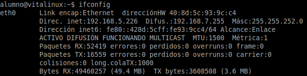 Resultado de ejecutar ifconfig